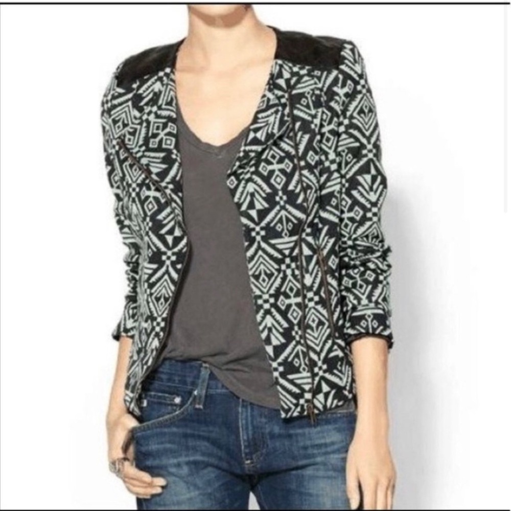 Sabine Black Aztec Moro Jacket Asymmetrical Zip